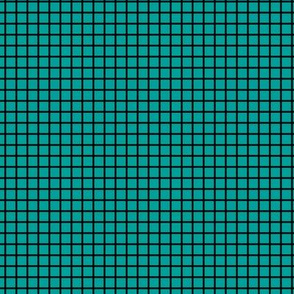 Small Grid Pattern - Deep Turquoise and Black