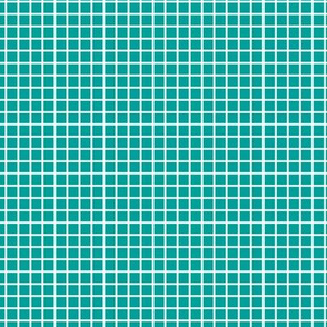 Small Grid Pattern - Deep Turquoise and White