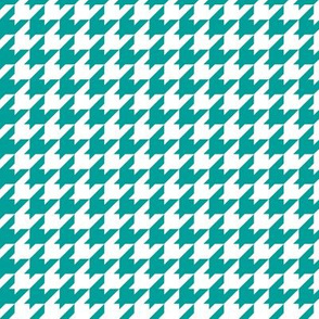 Houndstooth Pattern - Deep Turquoise and White