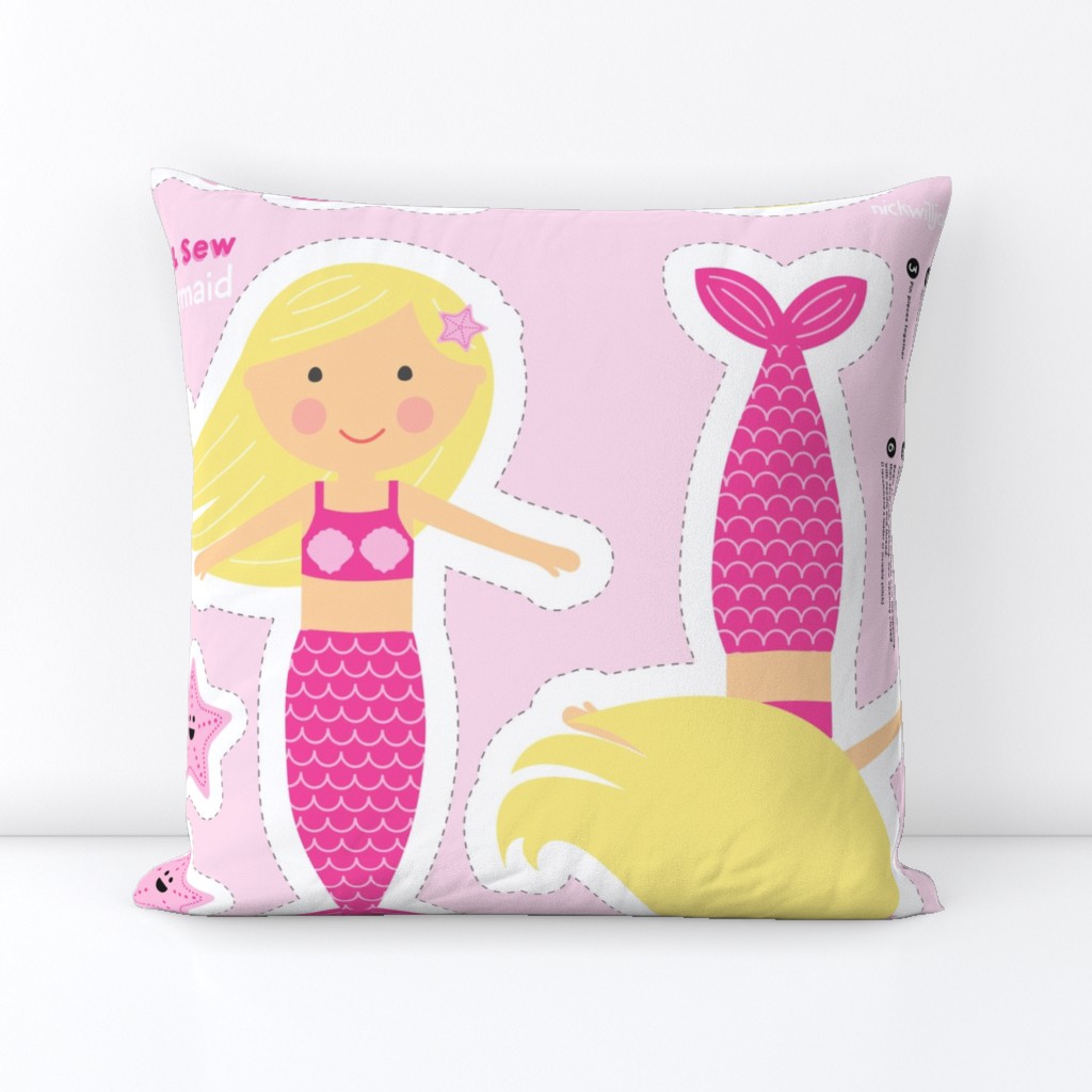 Cut and Sew Mermaid in Pink with Blonde Hair and Starfish Friend