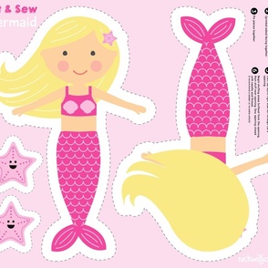 Cut and Sew Mermaid in Pink with Blonde Hair and Starfish Friend