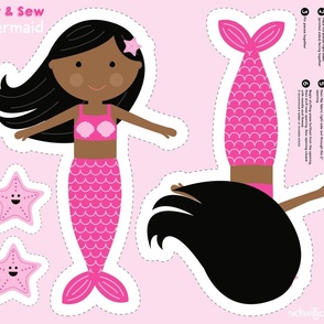 Cut and Sew Black Mermaid Doll