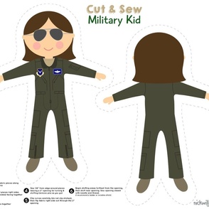 Cut and Sew Military Kid Girl Brunette-26