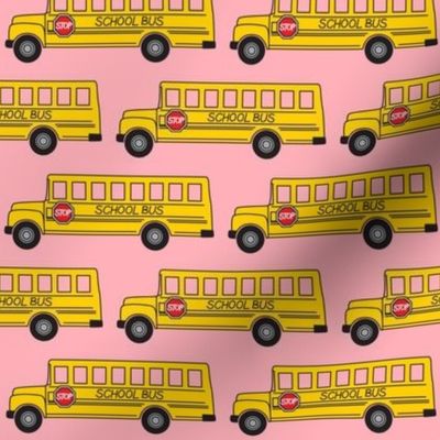 school buses on pink