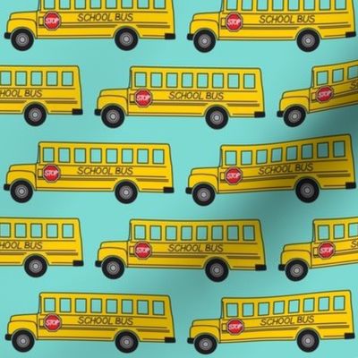 school bus on teal