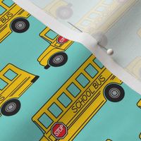 school bus on teal