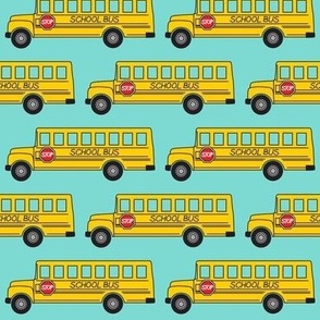 school bus on teal