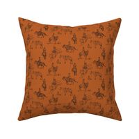 Rodeo Western Toile in Rust - Country Western Toile, Cowboy Toile