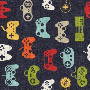 Game Controllers Navy Linen Rotated - large scale