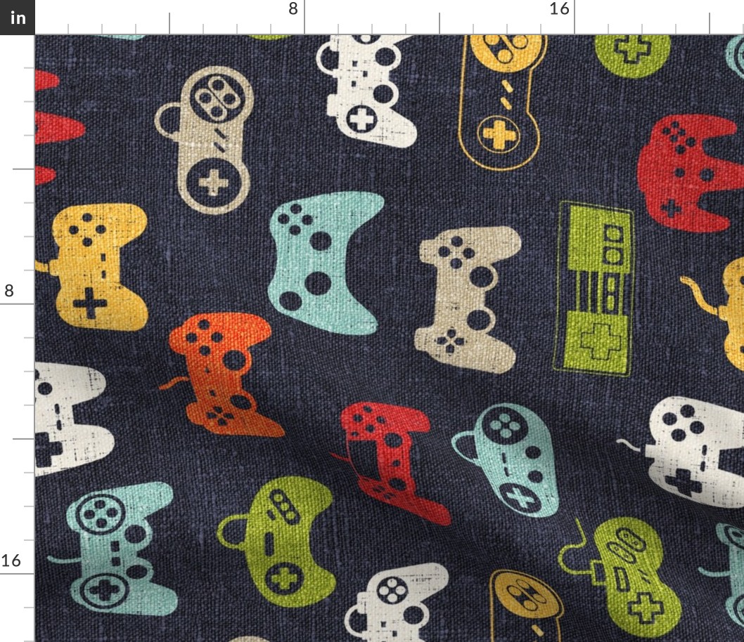Game Controllers Navy Linen Rotated - large scale