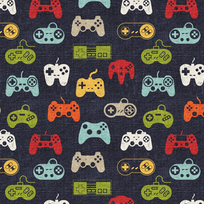 Game Controllers Navy Linen - large scale