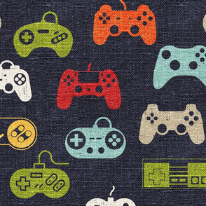 Game Controllers Navy Linen - extra large scale