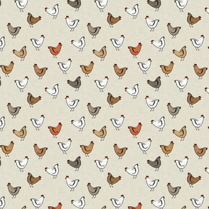 (extra small scale) chickens - spring - farm animals - multi on beige - C21