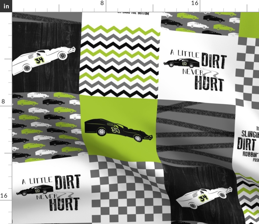 Dirt Track Racing//Modified Model//34//Lime - Wholecloth Cheater Quilt