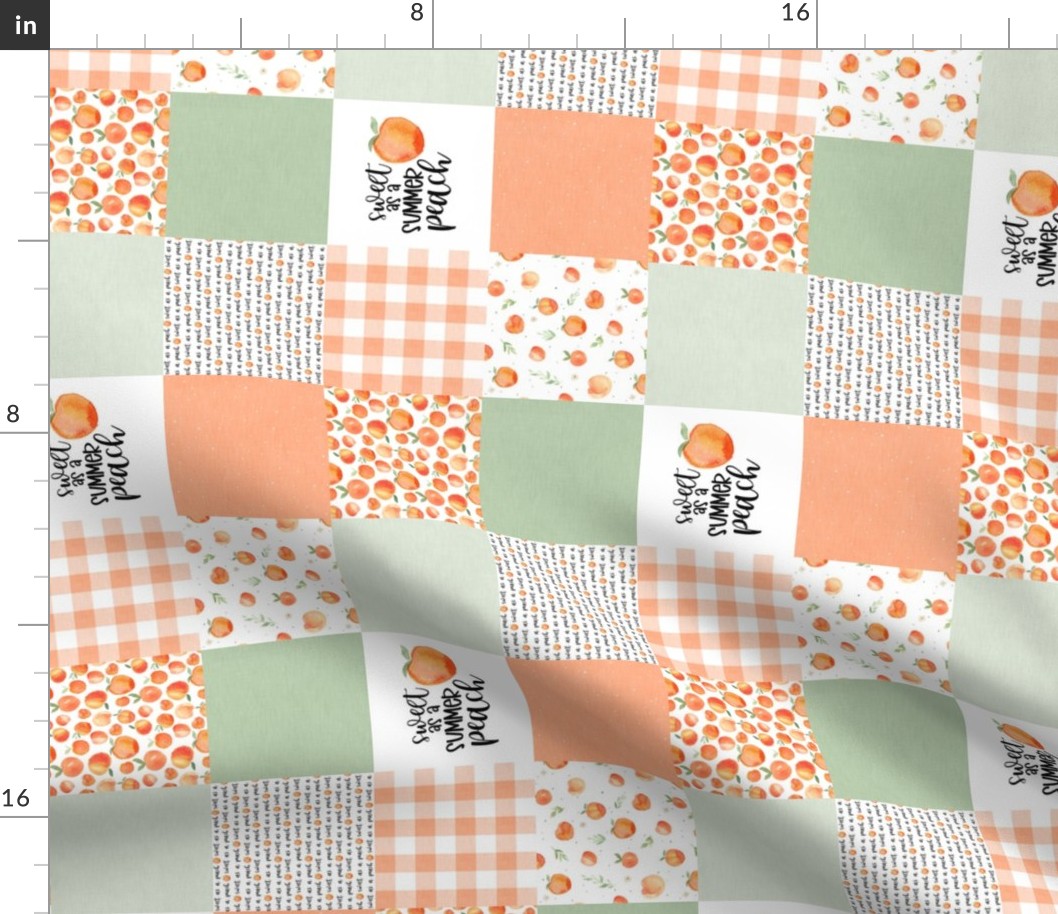 3 inch Sweet as a Peach - Wholecloth Cheater Quilt - Rotated