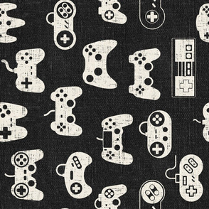 Game Controllers Cream on Dark Grey Linen Rotated - large scale