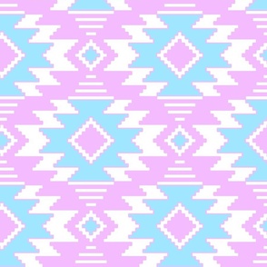 Tribal Aztec Native Ornament - White Pastel Pink Brilliant Lavender Magenta Winter Wizard Cyan Blue - Ethnic Amulet Boho Pattern - Large