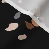 Retro terrazzo little spots and speckles in multi color trendy marble nursery texture rust gray cinnamon beige on black LARGE