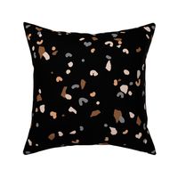 Retro terrazzo little spots and speckles in multi color trendy marble nursery texture rust gray cinnamon beige on black LARGE