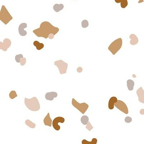 Retro terrazzo little spots and speckles in multi color trendy marble nursery texture cinnamon brown beige sand gray on white LARGE