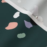 Retro terrazzo little spots and speckles in multi color trendy marble nursery texture forest green lilac mint blush LARGE
