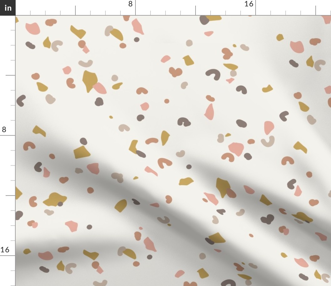 Retro terrazzo little spots and speckles in multi color trendy marble nursery texture blush ochre gray on sand LARGE