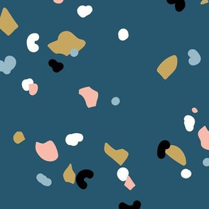 Retro terrazzo little spots and speckles in multi color trendy marble nursery texture petrol ochre blush blue LARGE
