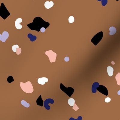 Retro terrazzo little spots and speckles in multi color trendy marble nursery texture rust brown black blue lilac blush  LARGE