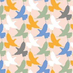 Flying birds on pink 