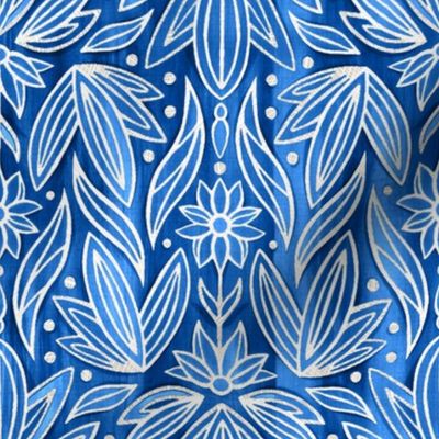 Rococo Art Deco Demask - Sliver Blue - Small Scale