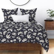 Gamer Dad Navy Linen - extra large scale