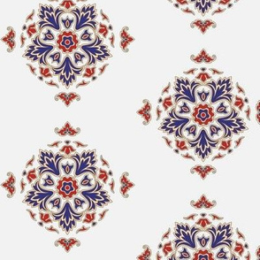 Acanthus heraldic seamless ornament in red and blue