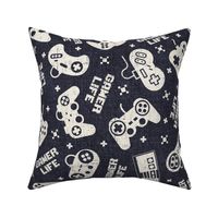 Gamer Life Navy Linen Rotated - large scale