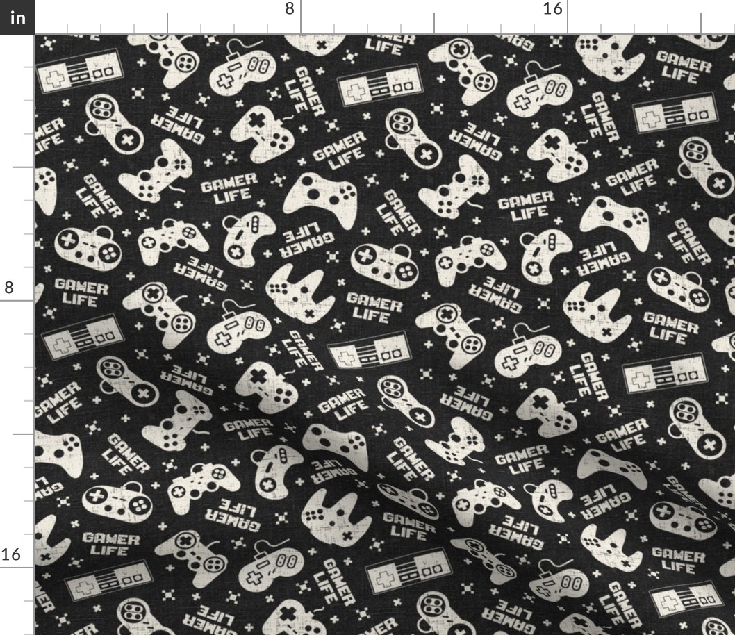 Gamer Life Charcoal Linen - medium scale