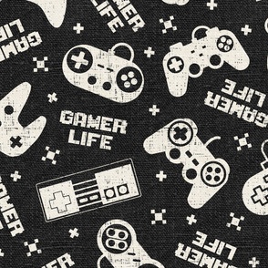 Gamer Life Charcoal Linen - extra large scale