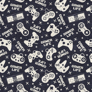 Gamer Life Navy Linen - large scale