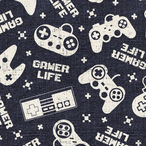 Gamer Life Navy Linen - extra large scale
