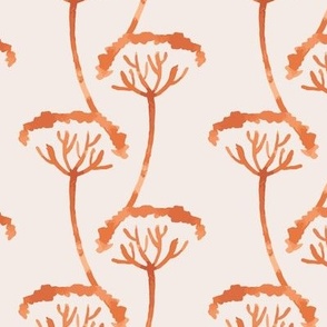 381 $ - Large scale watercolour wild flowers and weeds in orange and blush : Down by the River - for kids apparel, crafting, patchwork, pet accessories, wallpaper and bed linen