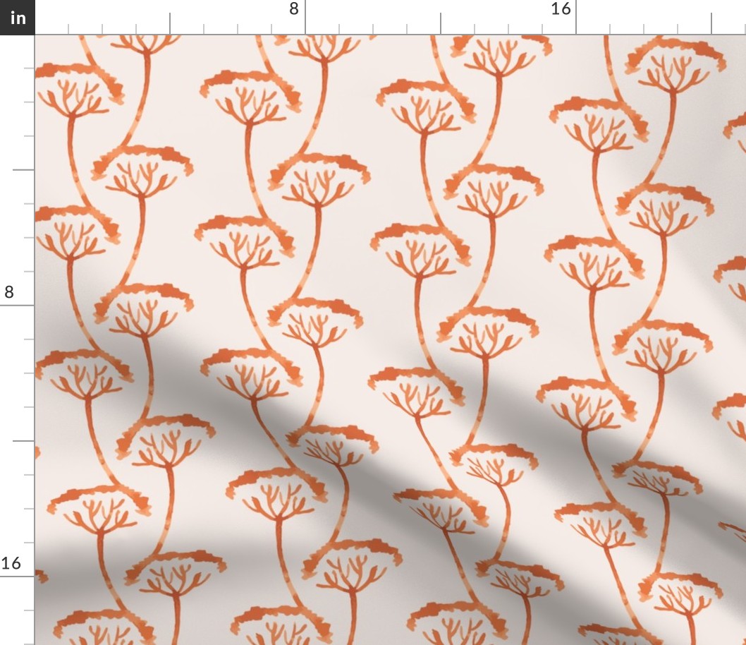 381 $ - Large scale watercolour wild flowers and weeds in orange and blush : Down by the River - for kids apparel, crafting, patchwork, pet accessories, wallpaper and bed linen