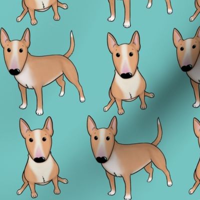 Bullterrier, red, solid mint pastel