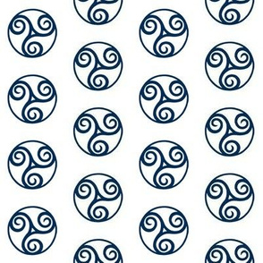 Celtic Wind Symbol - White & Navy Small Scale