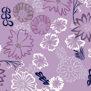 large - lavender wildflowers on light purple