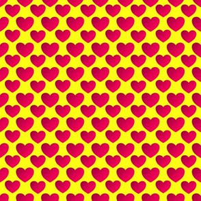 Geometric Red Hearts on Yellow background