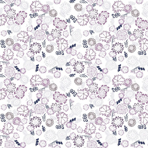 small - purple wildflowers on white