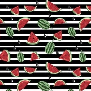 Watermelon on black and white Stripes-Small print