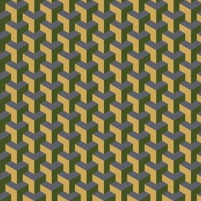 Cube Weave - Grey, Yellow and Green
