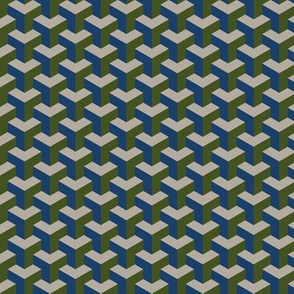 Cube Weave - Grey, Blue and Green