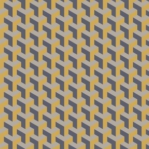 Cube Weave - Grey and Yellow