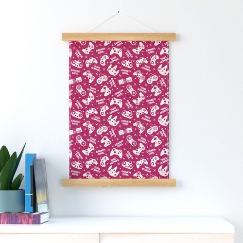 Gamer Girl Fuschia Pink Linen - medium scale