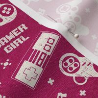 Gamer Girl Fuschia Pink Linen - medium scale